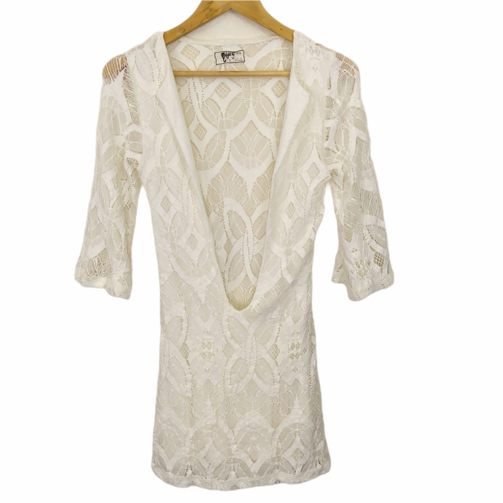 Nightcap x Carisa Rene Boho White Lace Mini Dress
